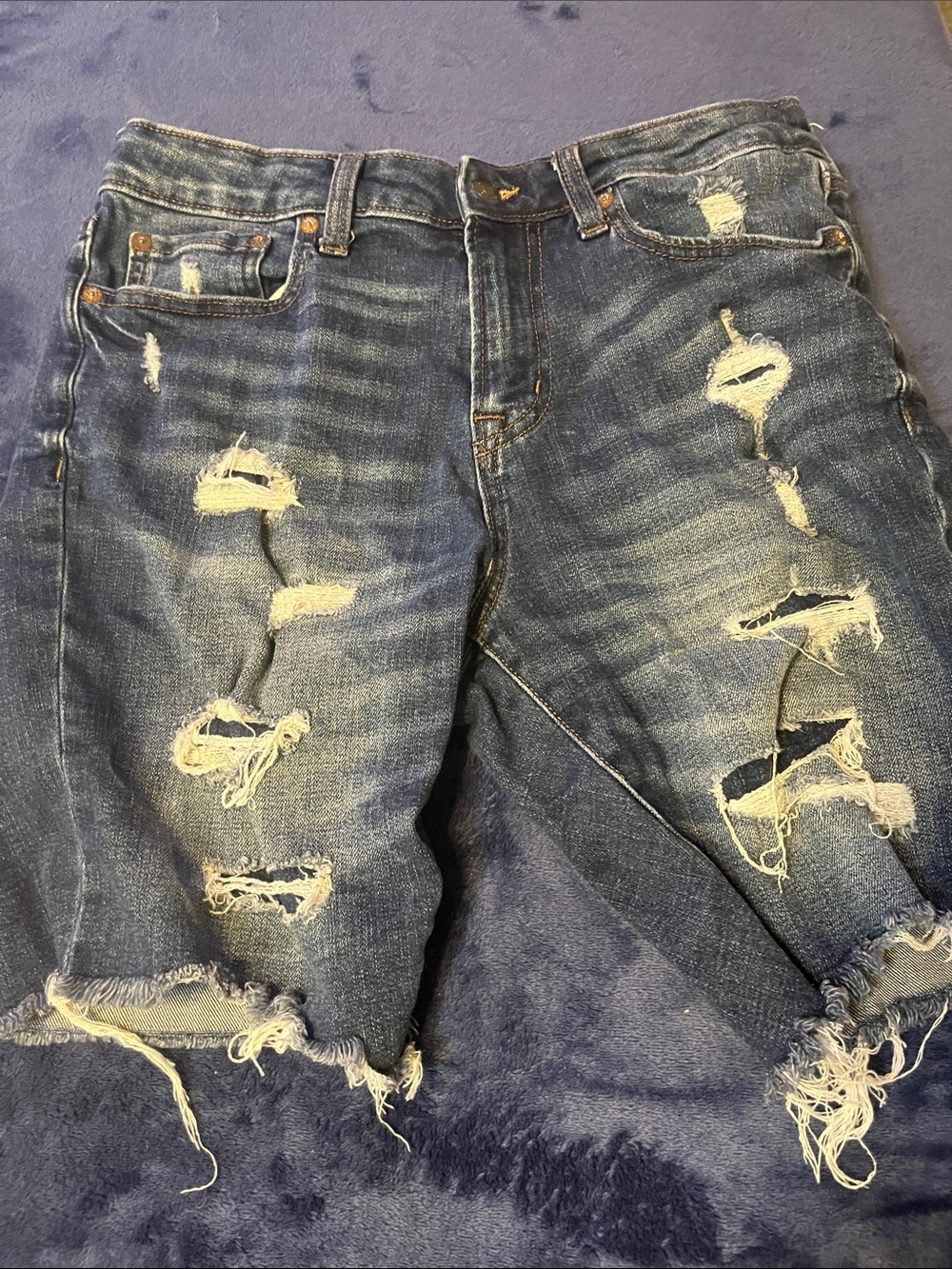 Gloria Vanderbilt Distressed Blue Denim Jean Shorts